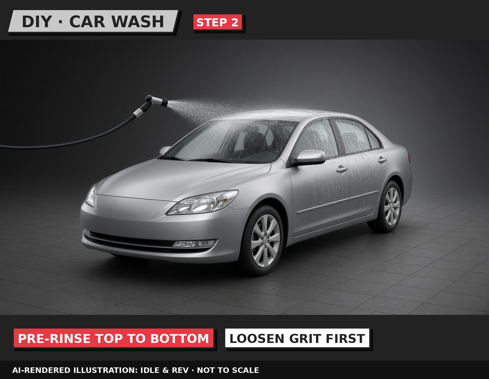 Idle & Rev illustration: Pre-rinse the whole car